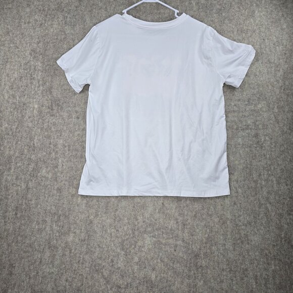 Funny Flamingo Graphic White Short Sleeve Womens Shirt XL Polyester & Elastane - Picture 2 of 6